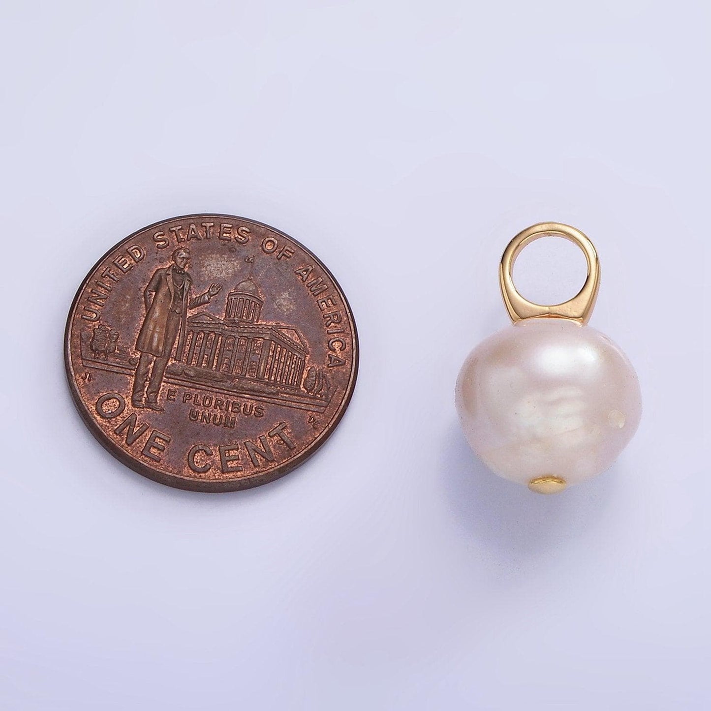 14k gold filled fresh water pearl 17.3mm big bail | p-1688