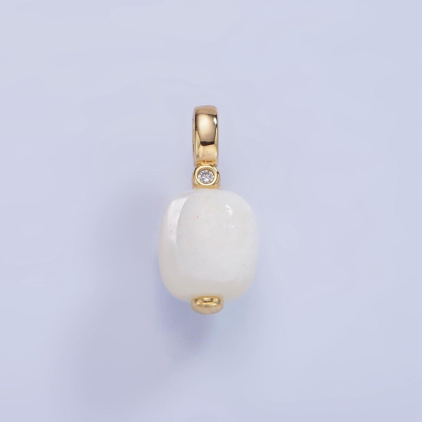 14k gold filled clear shell pearl & clear cz pendant for bracelet, necklace add-on | p-1683