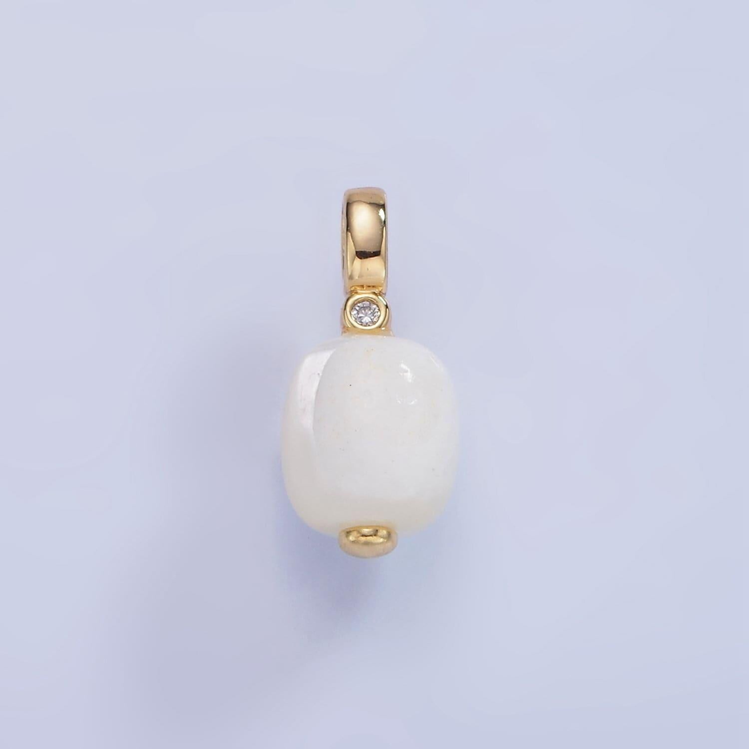 14k gold filled clear shell pearl & clear cz pendant for bracelet, necklace add-on | p-1683