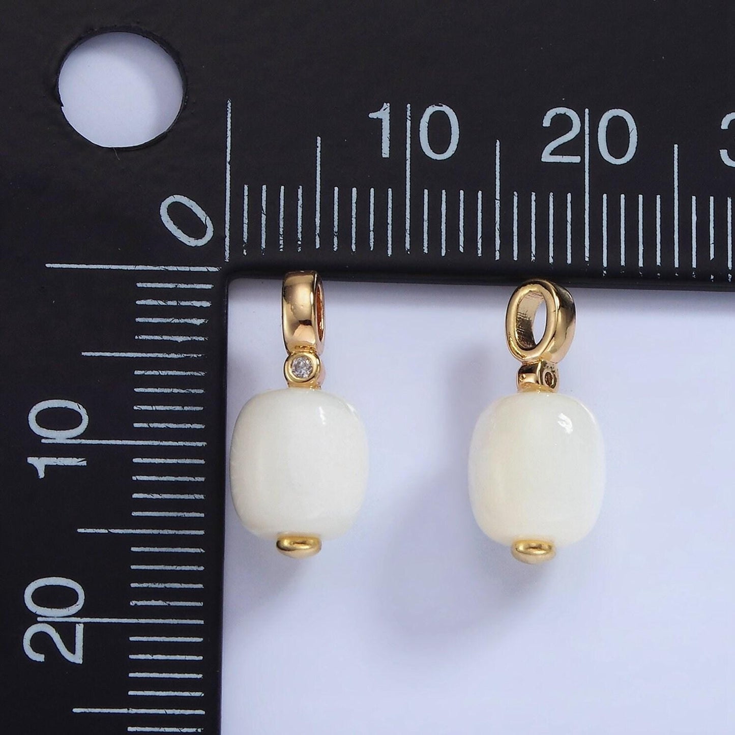 14k gold filled clear shell pearl & clear cz pendant for bracelet, necklace add-on | p-1683