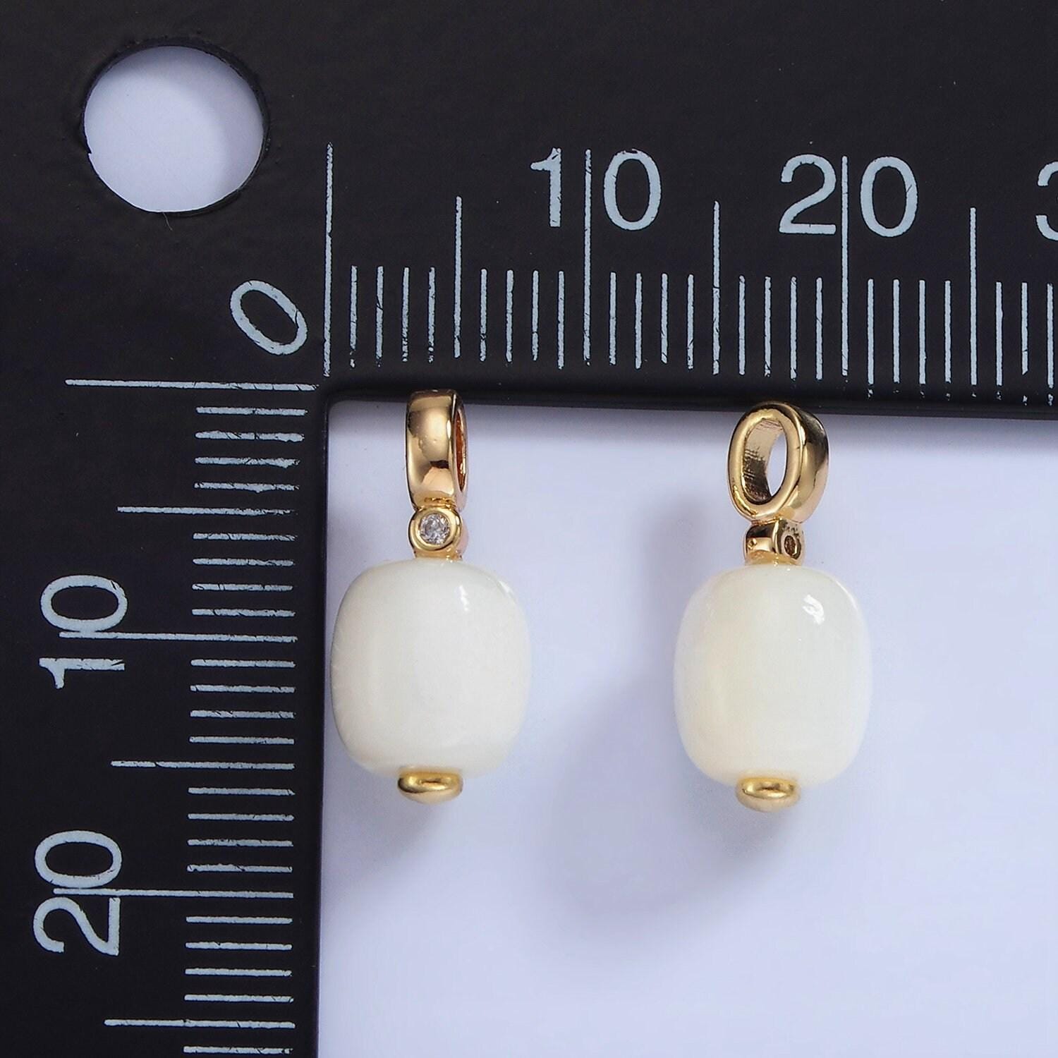 14k gold filled clear shell pearl & clear cz pendant for bracelet, necklace add-on | p-1683