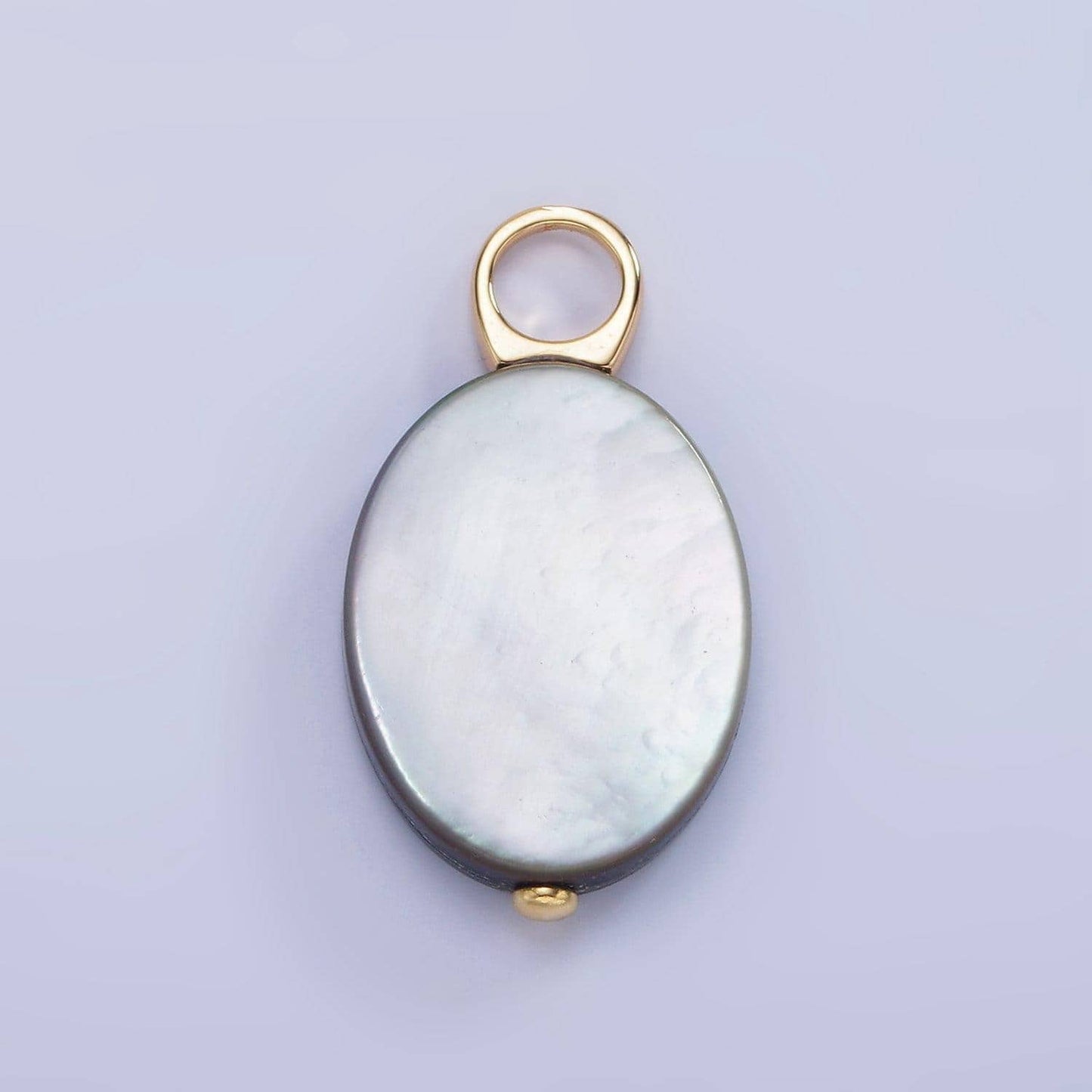 14k gold filled 28mm black tahitian shell pearl oval flat pendant | p-1679