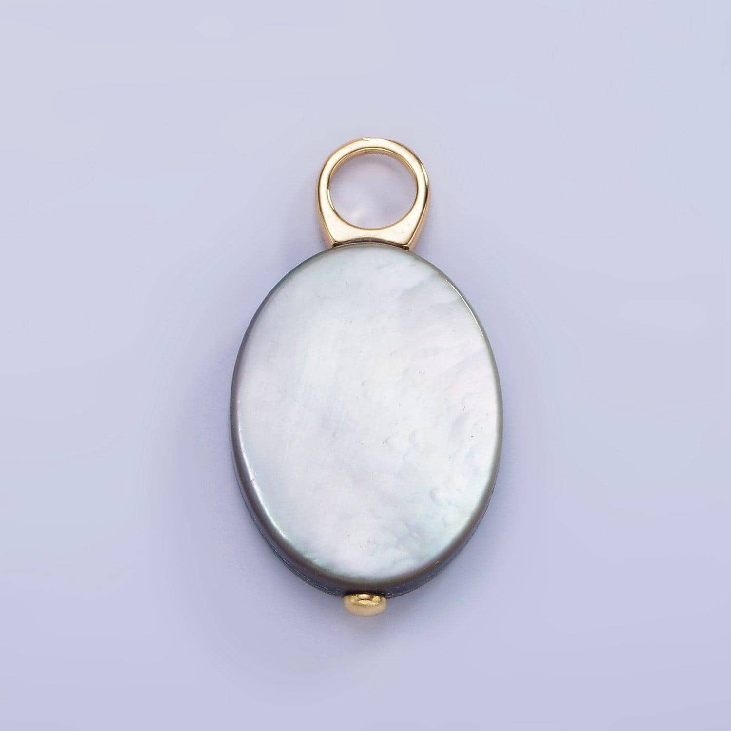 14k gold filled 28mm black tahitian shell pearl oval flat pendant | p-1679