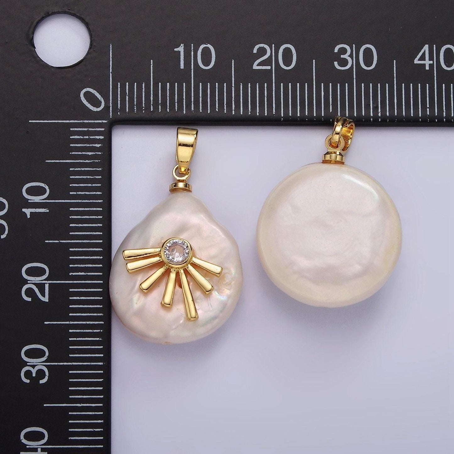 Dainty gold filled micro pave sun burst oval freeform pearl charm for necklace bracelet earring pendant jewelry supply | p1666