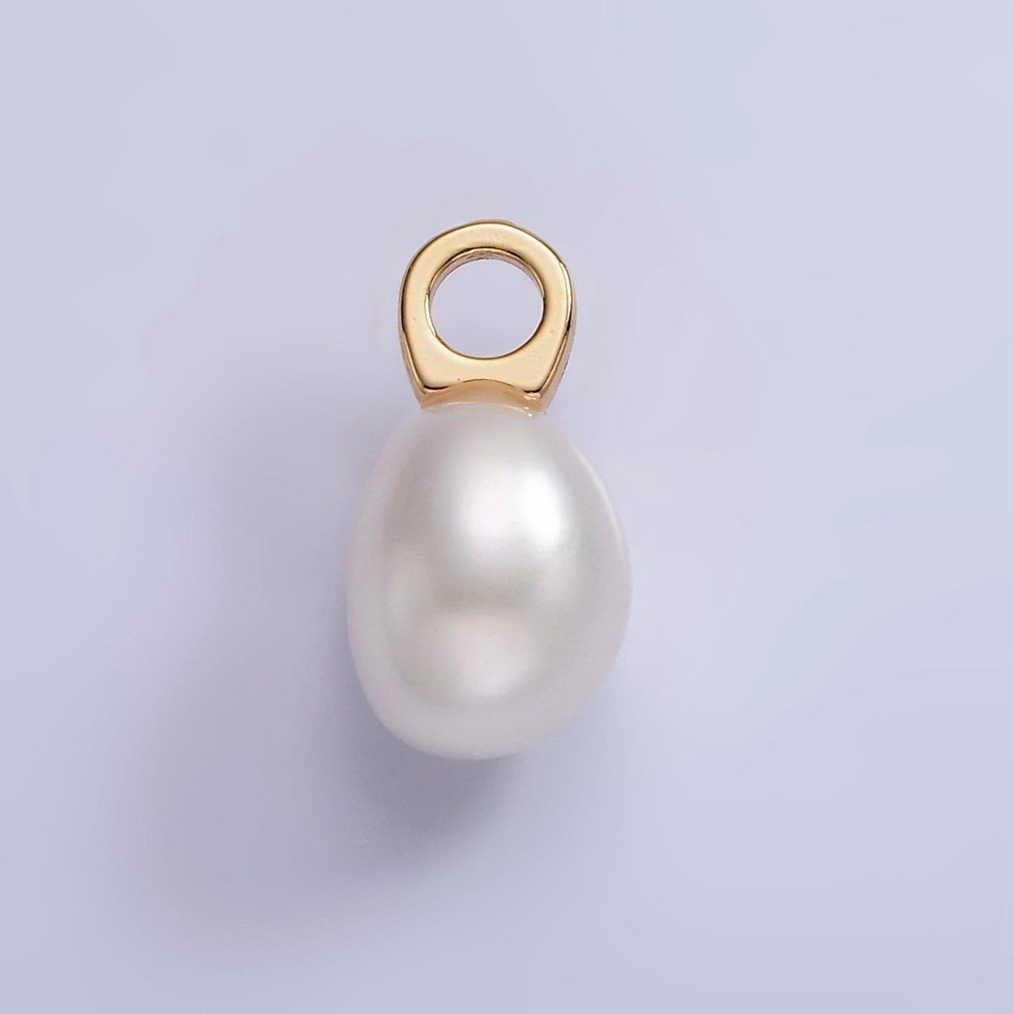 Big hole 14k gold filled 8mm shell pearl button drop for wedding minimalist jewelry for necklace earring component | p1656