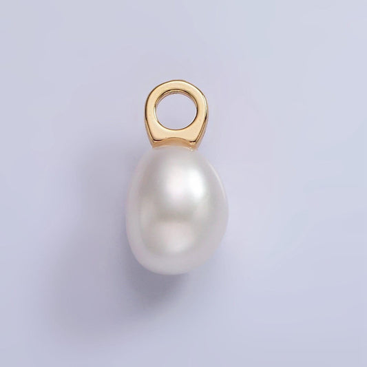 Big hole 14k gold filled 8mm shell pearl button drop for wedding minimalist jewelry for necklace earring component | p1656