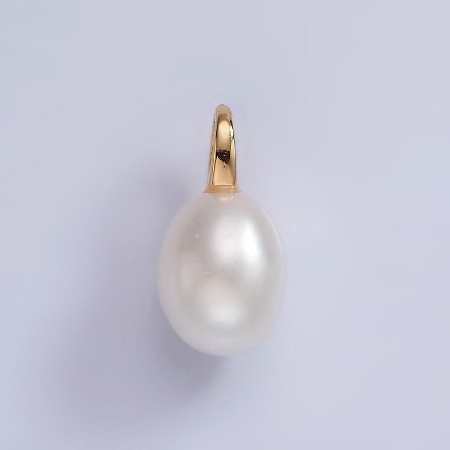 Big hole 14k gold filled 8mm shell pearl button drop for wedding minimalist jewelry for necklace earring component | p1656