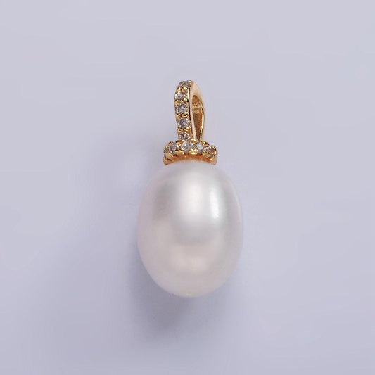 Cz big hole 14k gold filled 20mm freshwater pearl button drop for wedding minimalist jewelry for necklace earring component | p1628