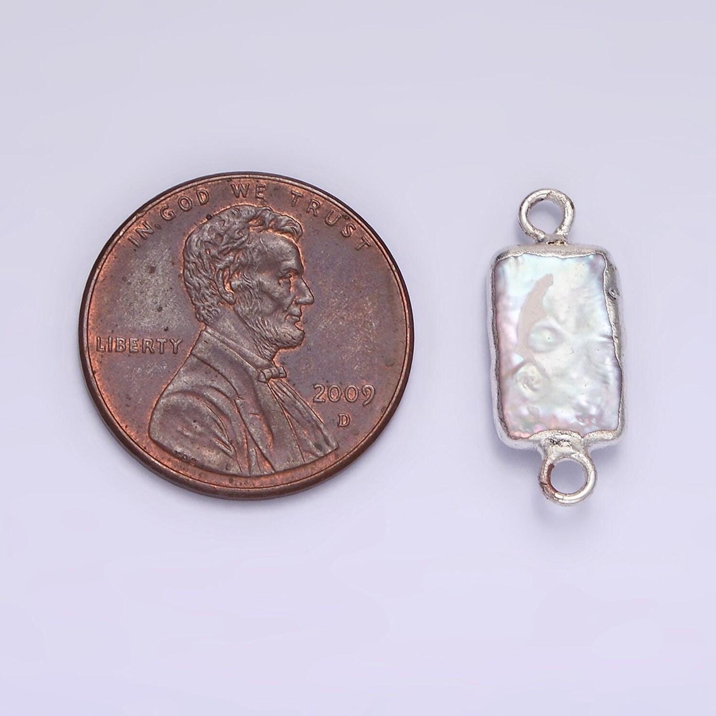 Silver freshwater pearl rectangle pearl charm connectors for bracelet necklace link connector p-1621