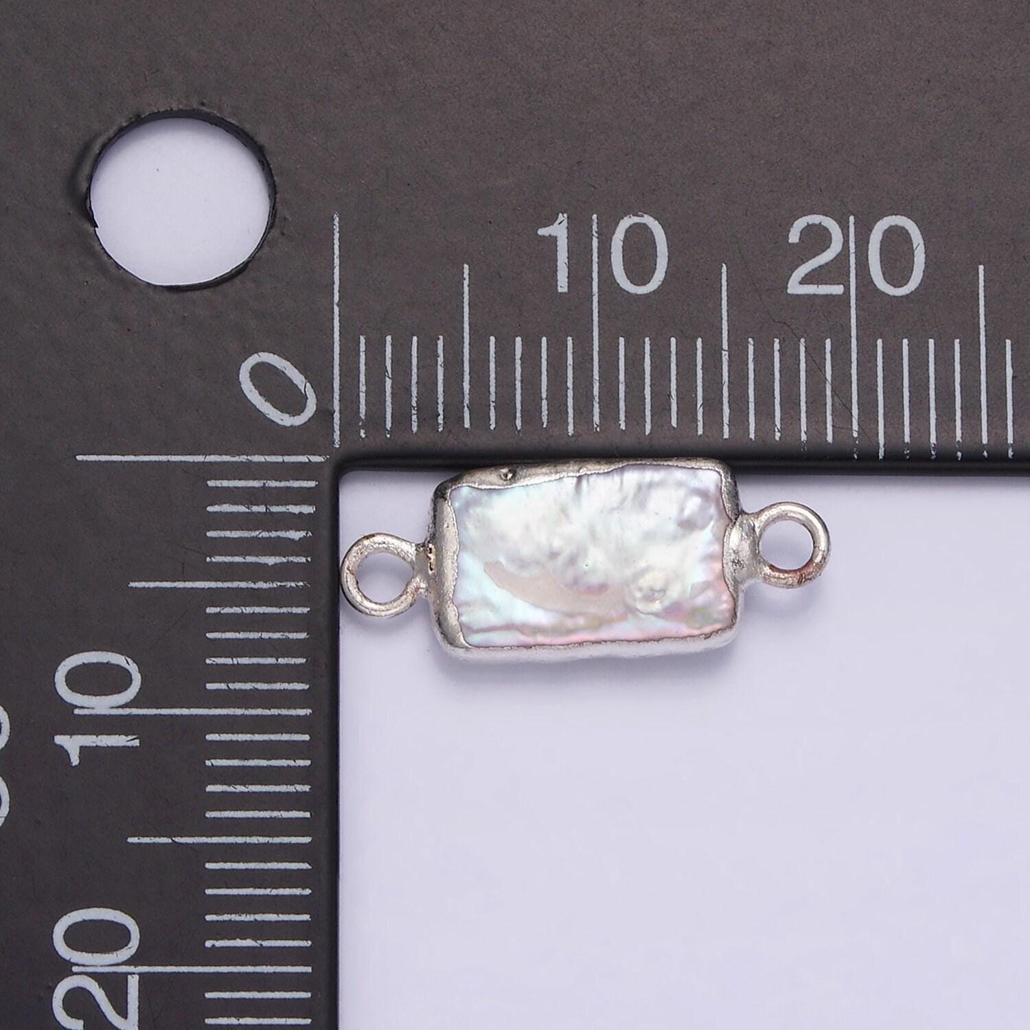 Silver freshwater pearl rectangle pearl charm connectors for bracelet necklace link connector p-1621