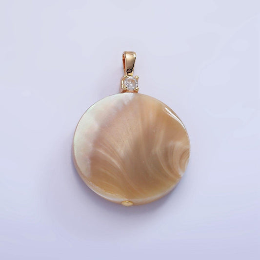 24mm beautiful mauve champagne white brown round coin pearl charm genuine freshwater shell mermaid pearls pendant cz bail for charm p-1576