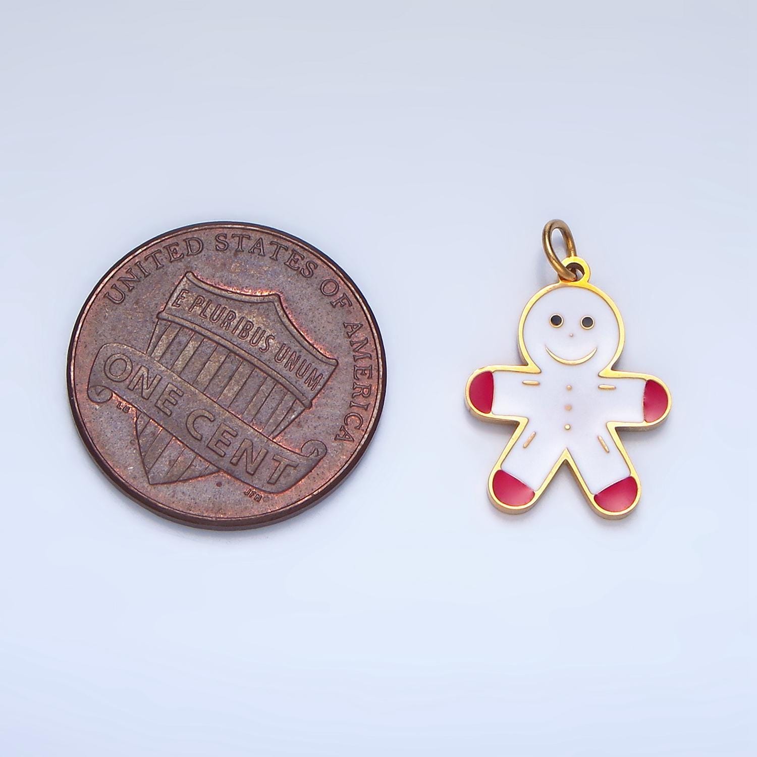 Enamel christmas holiday gingerbread man stainless steel charm | p-1512