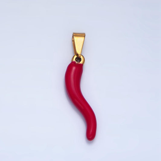 Stainless steel red chili charm enamel hot stuff pendant add-on charm italian horn charm | p1484