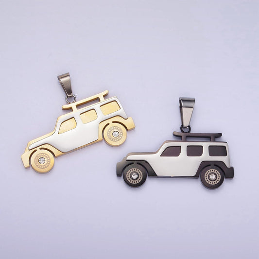 Stainless steel suv car charm for necklace bracelet pendant wagon truck transportation mix charm p-1446