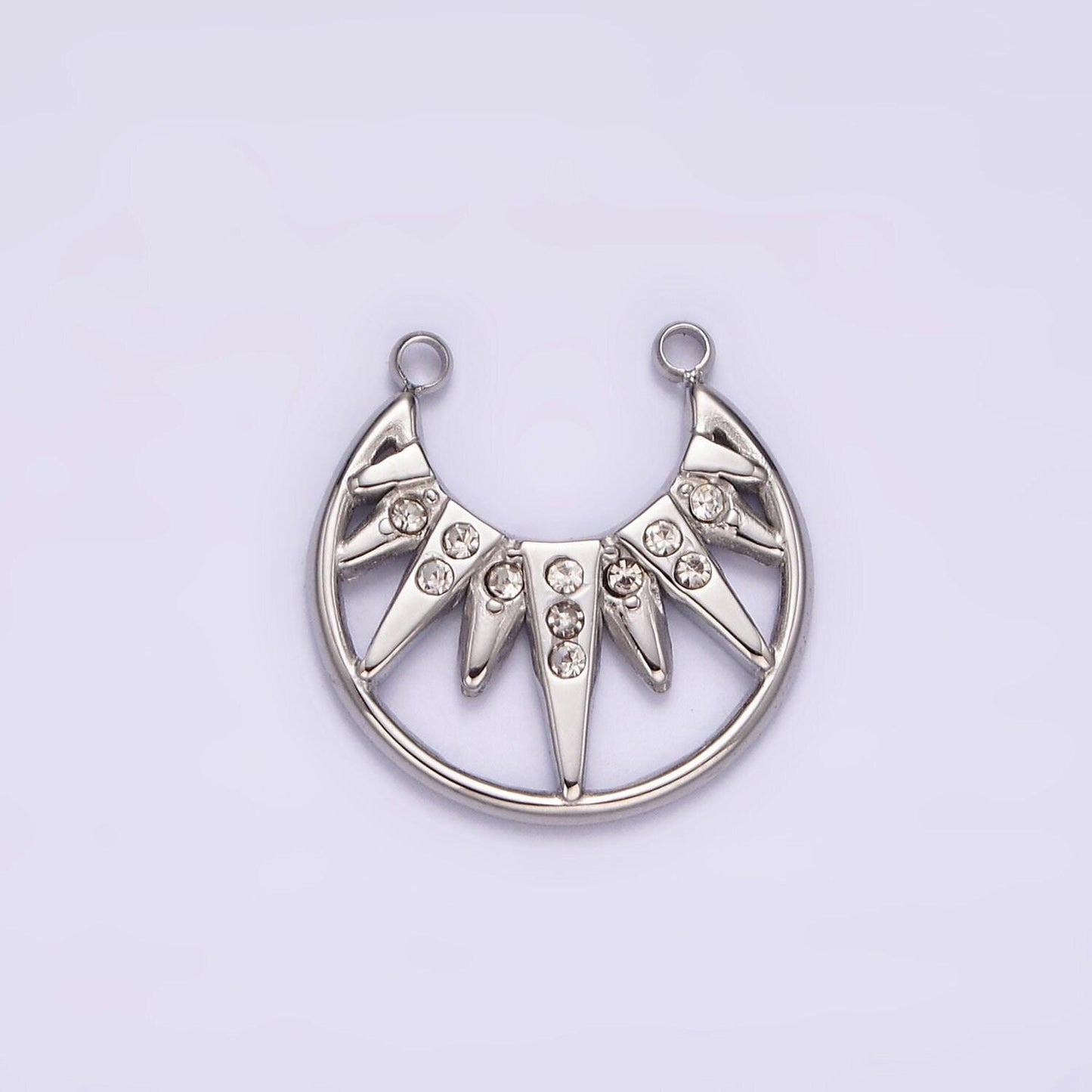 Stainless steel clear cz celestial sunburst ray open connector in gold & silver | p1340