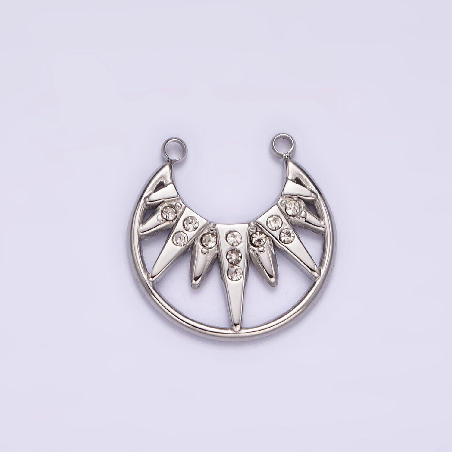 Stainless steel clear cz celestial sunburst ray open connector in gold & silver | p1340