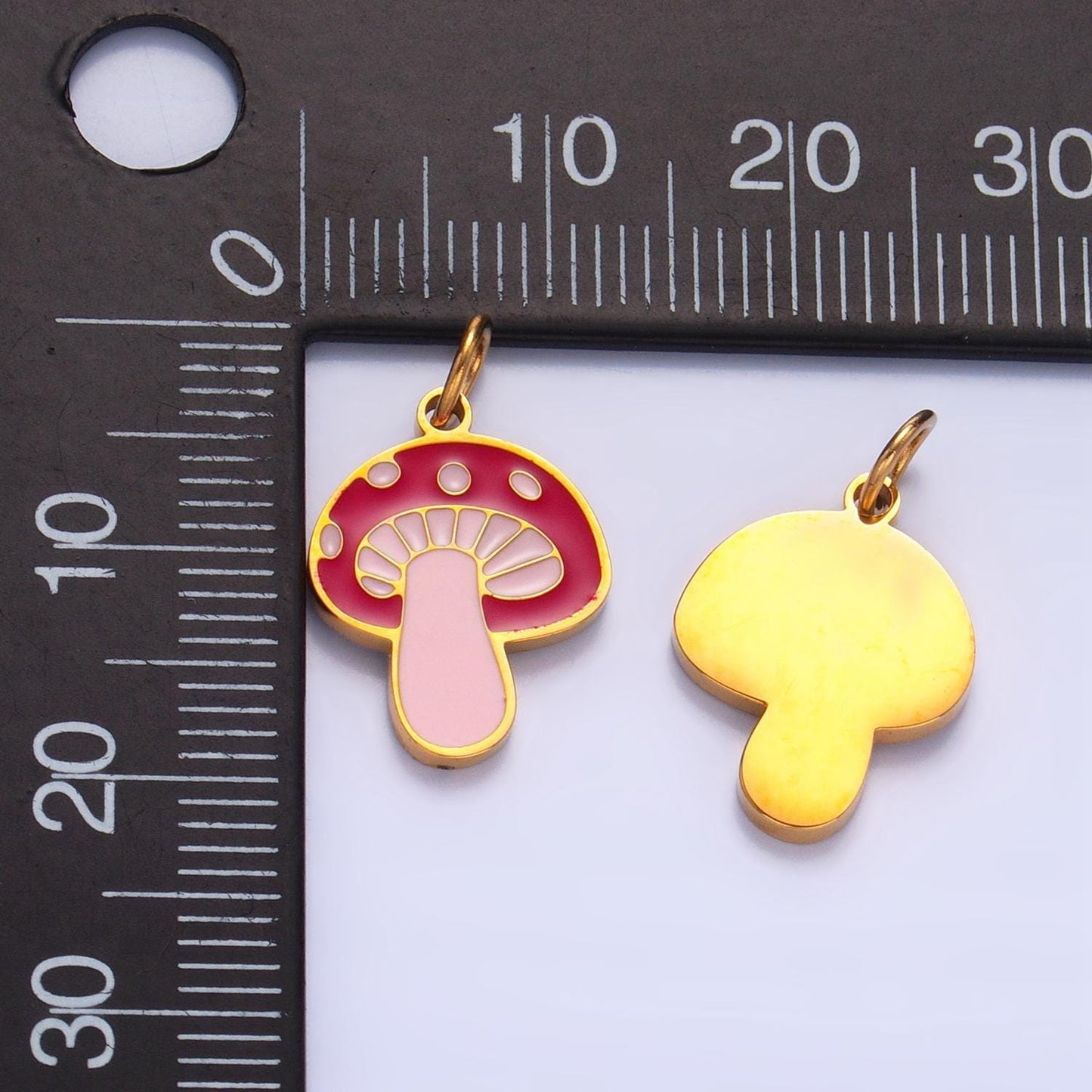 Dainty enamel gold mushroom pendant magical pink mushroom charm kawaii shroomie pendant dainty mushroom charm jewelry supply p1323