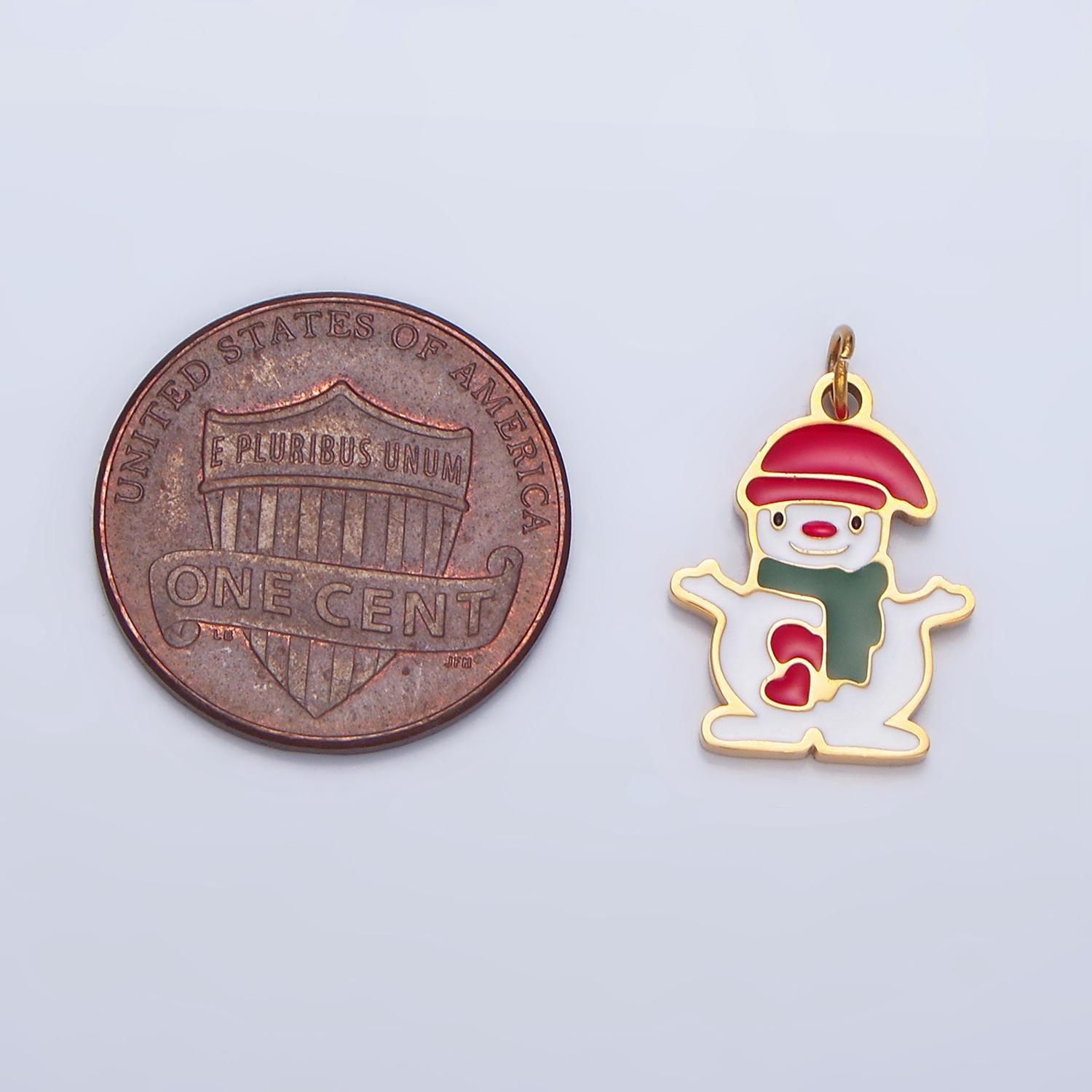 Cute enamel snowman christmas holiday stainless steel charm | p-1302