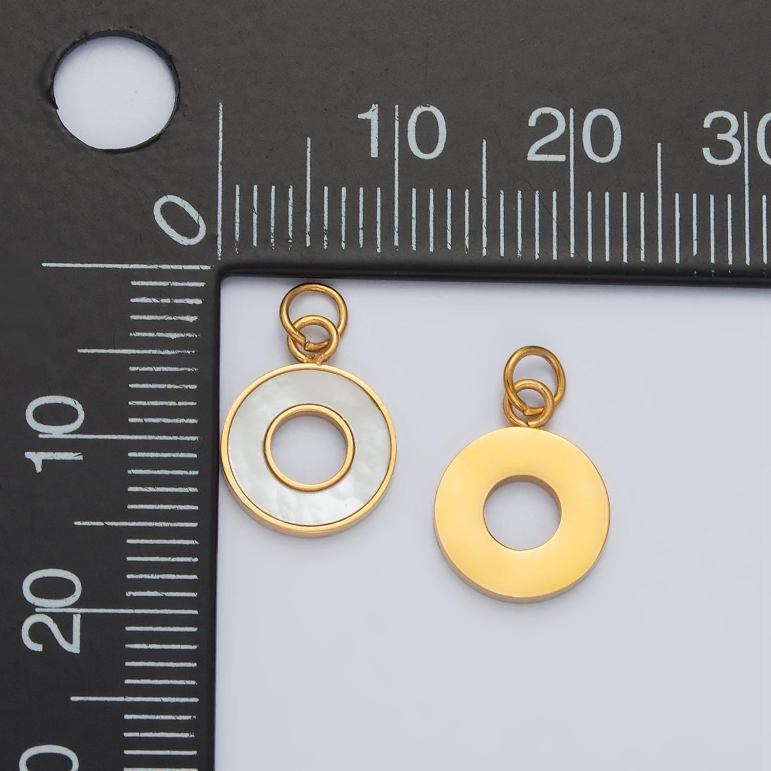 Stainless steel open round shell pearl charm p-1039