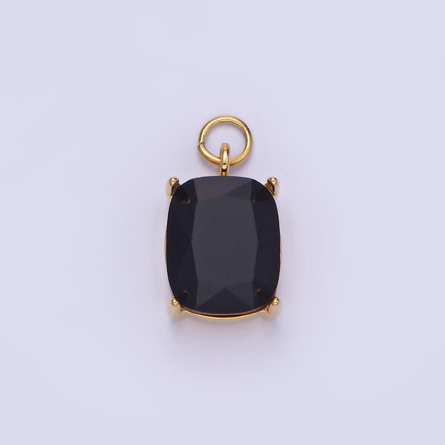 Stainless steel clear, purple, red, black, green multifaceted cz charm | p982 p986