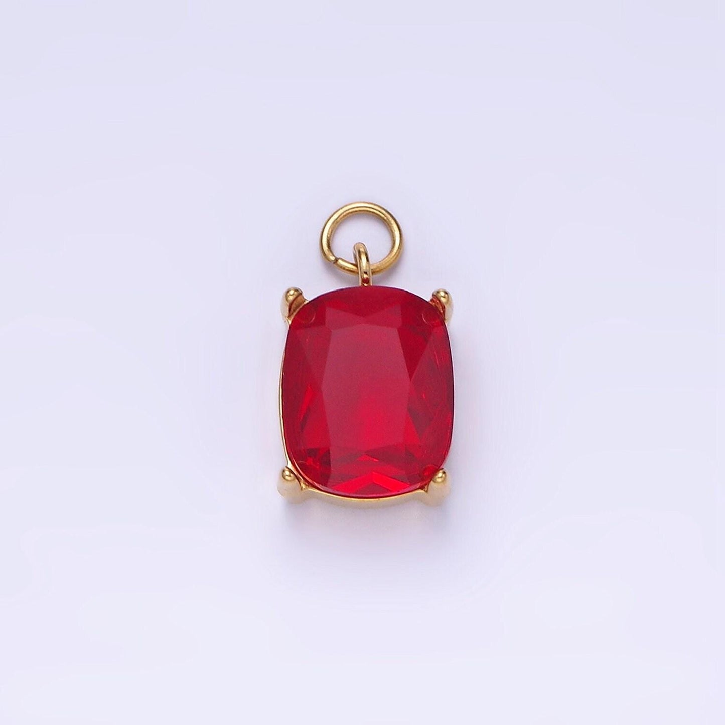 Stainless steel clear, purple, red, black, green multifaceted cz charm | p982 p986
