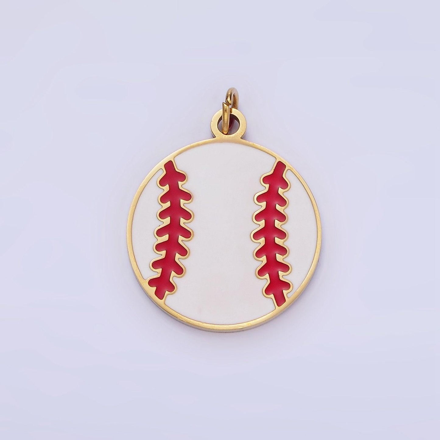 Stainless steel enamel baseball red lacing charm sport ball pendant game day team bracelet necklace charm inspired | p-966