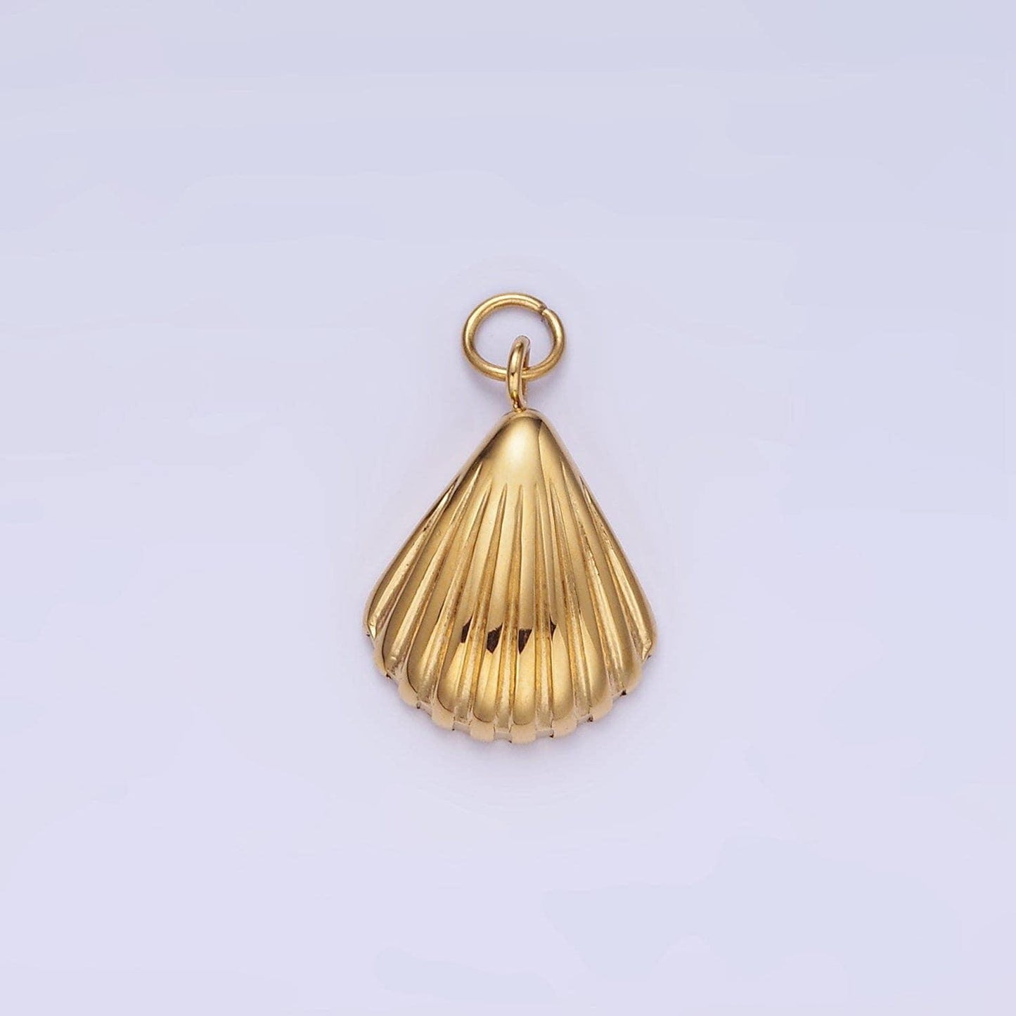 Mini gold stainless steel clam shell bracelet necklace charm | p-960