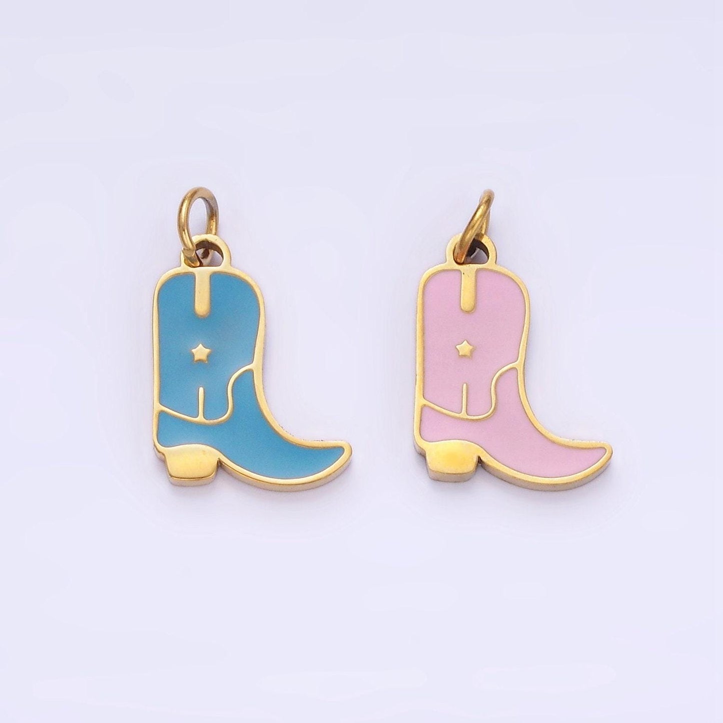 Stainless steel 15mm cowboy enamel boots charm | p-959