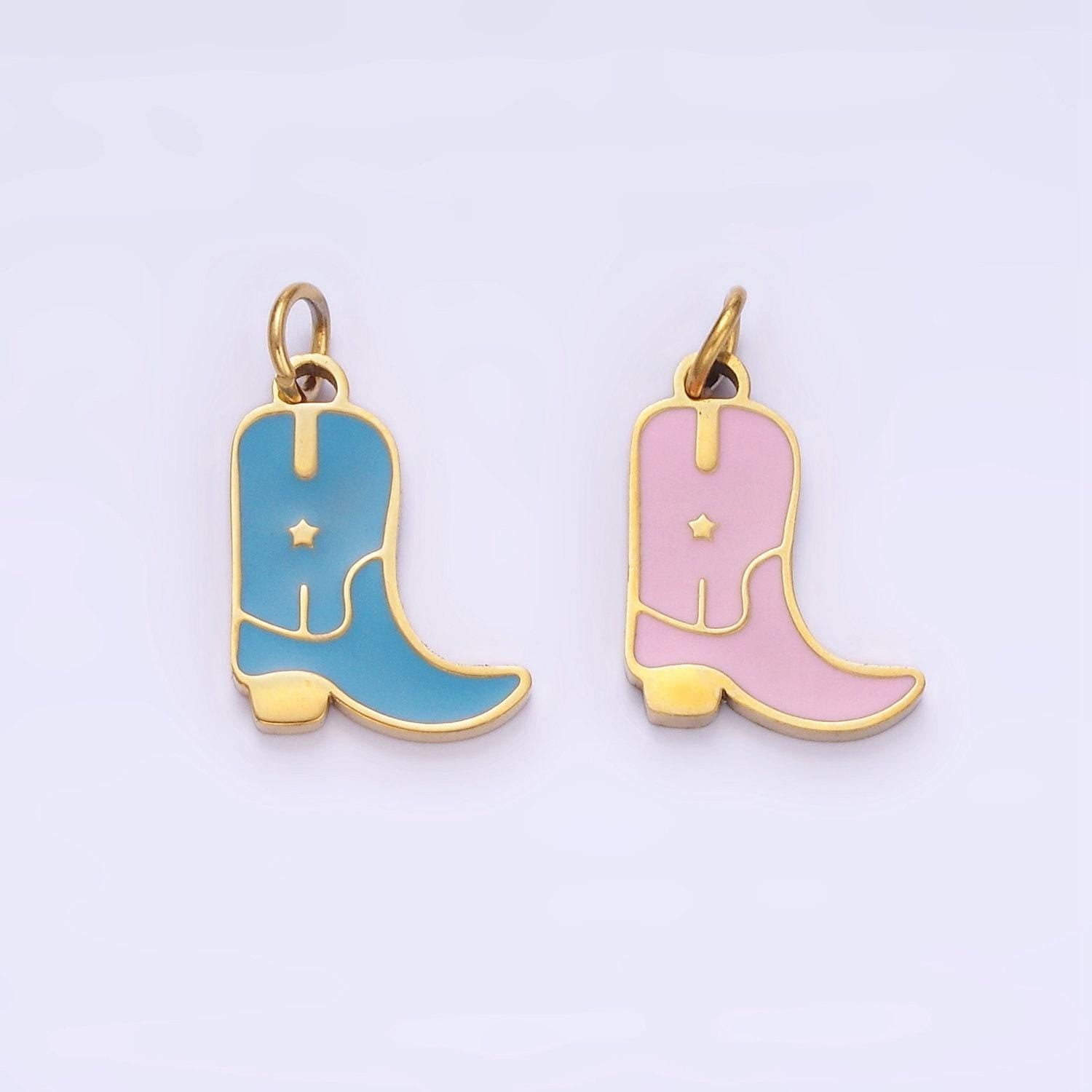 Stainless steel 15mm cowboy enamel boots charm | p-959