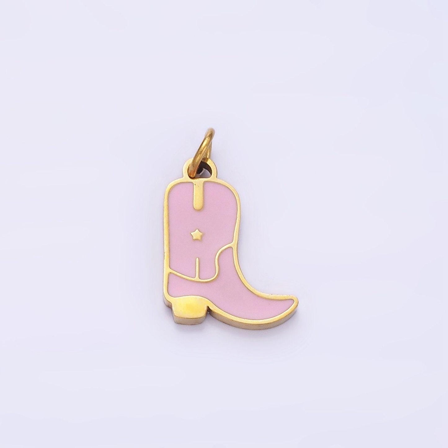 Stainless steel 15mm cowboy enamel boots charm | p-959