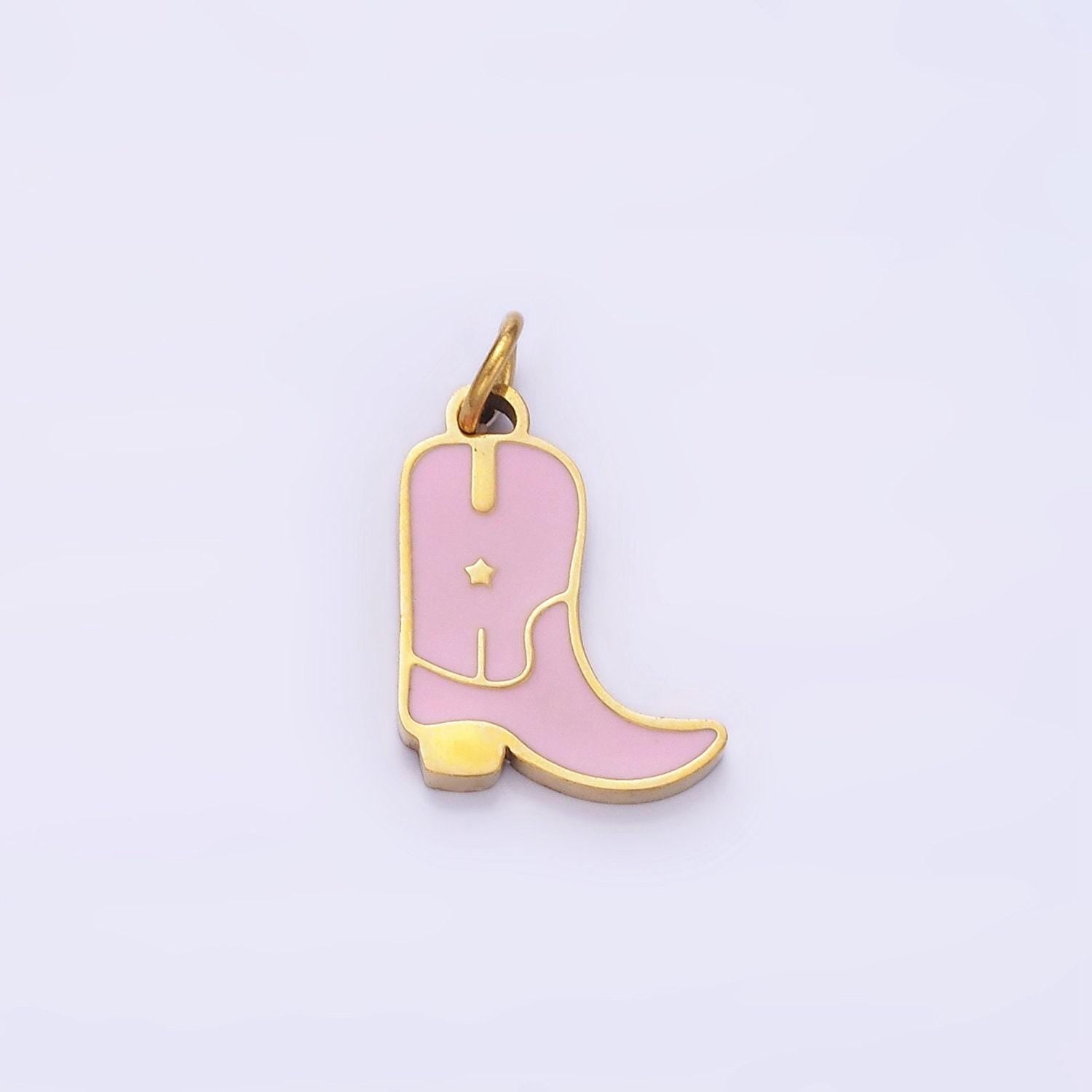 Stainless steel 15mm cowboy enamel boots charm | p-959