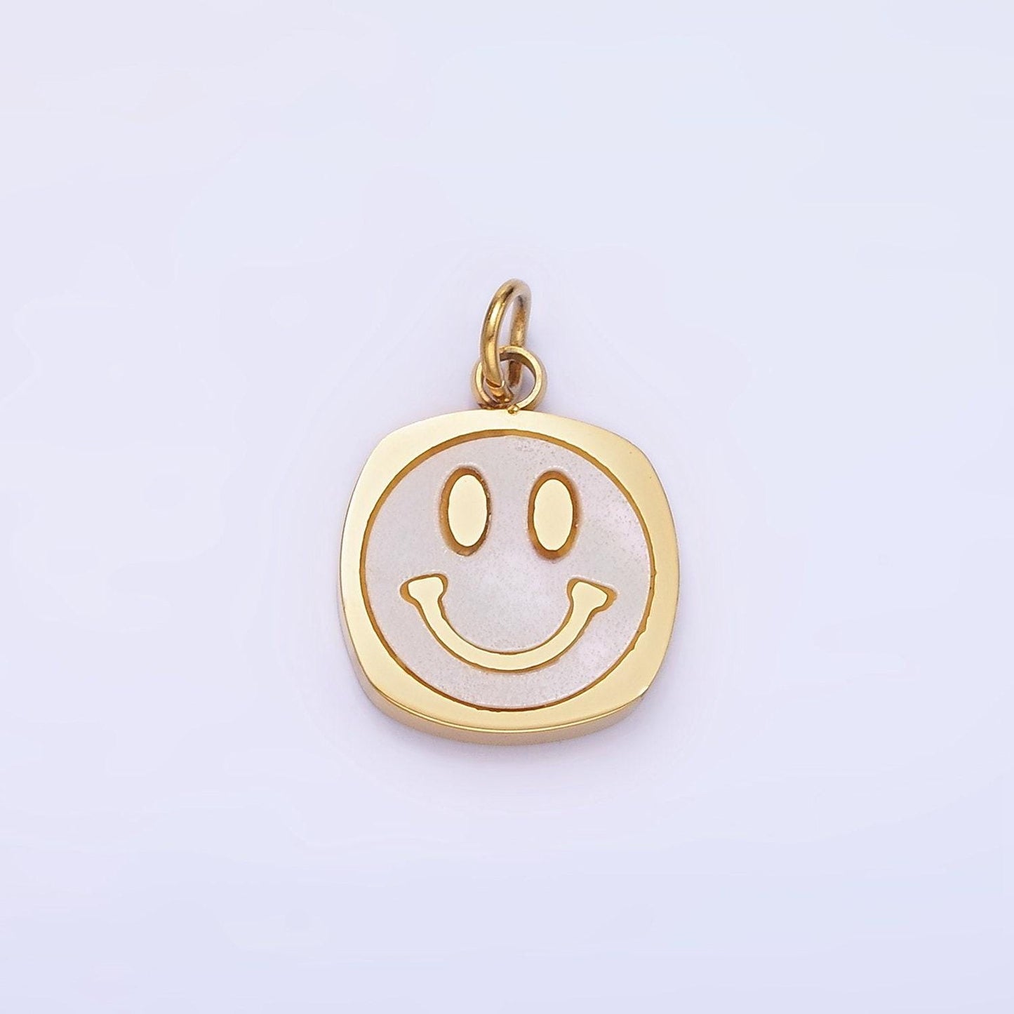 Stainless steel 16mm enamel big eye smile squircle charm | p-957