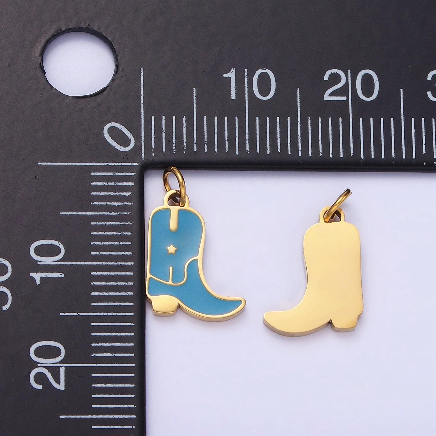Stainless steel 15mm cowboy enamel boots charm | p-959