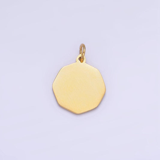 Gold geometric steel tags hexagon charm stainless steel for personalized jewelry making high quality findings p-949