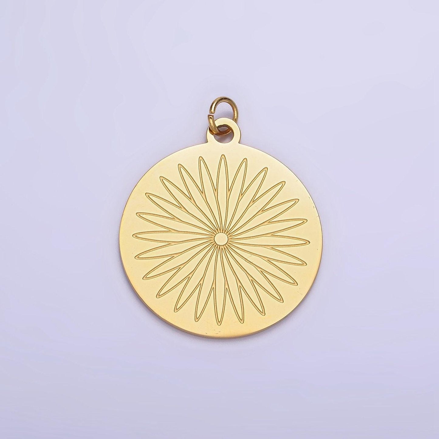 Gold flower mandala disc charms lotus round disc charm yoga pendant boho jewelry nature inspired jewelry making supply p-948