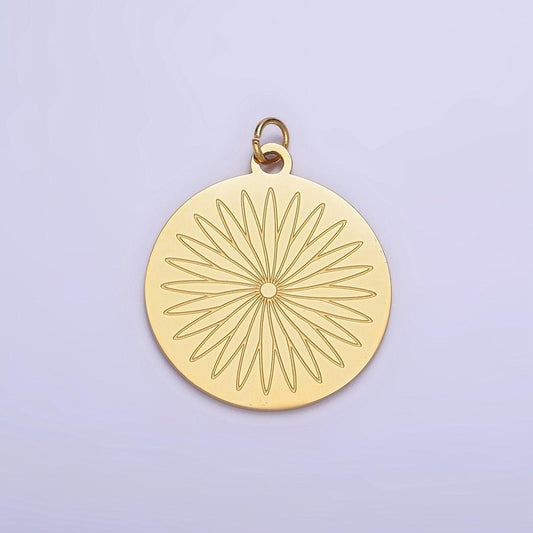 Gold flower mandala disc charms lotus round disc charm yoga pendant boho jewelry nature inspired jewelry making supply p-948