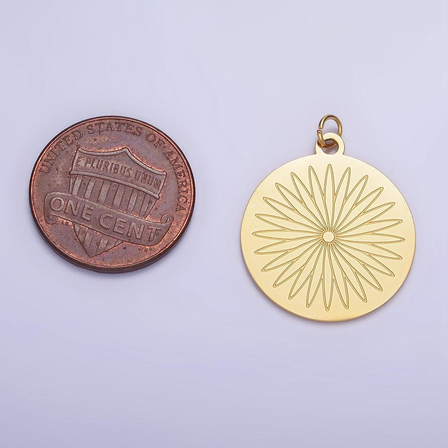 Gold flower mandala disc charms lotus round disc charm yoga pendant boho jewelry nature inspired jewelry making supply p-948