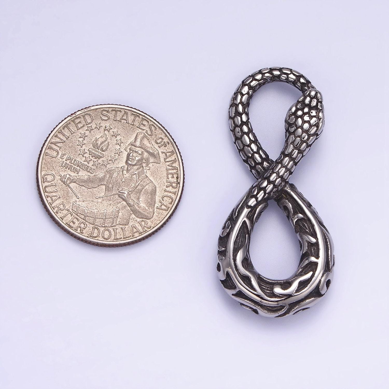 Infinity gothic jewelry men's stainless steel animal snake pendant necklace serpent jewelry inspired p-946