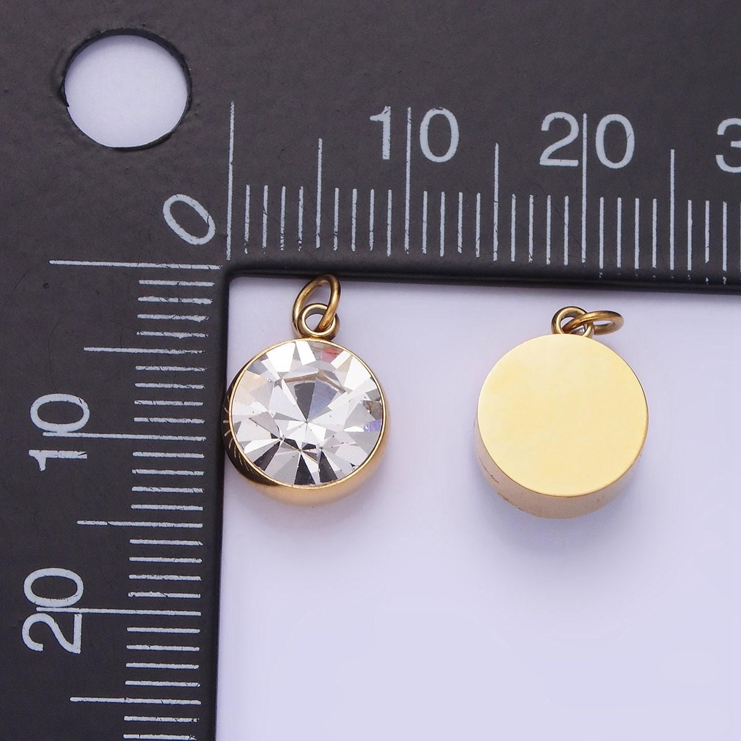Stainless steel 14mm clear cz round mini add-on charm | p-939