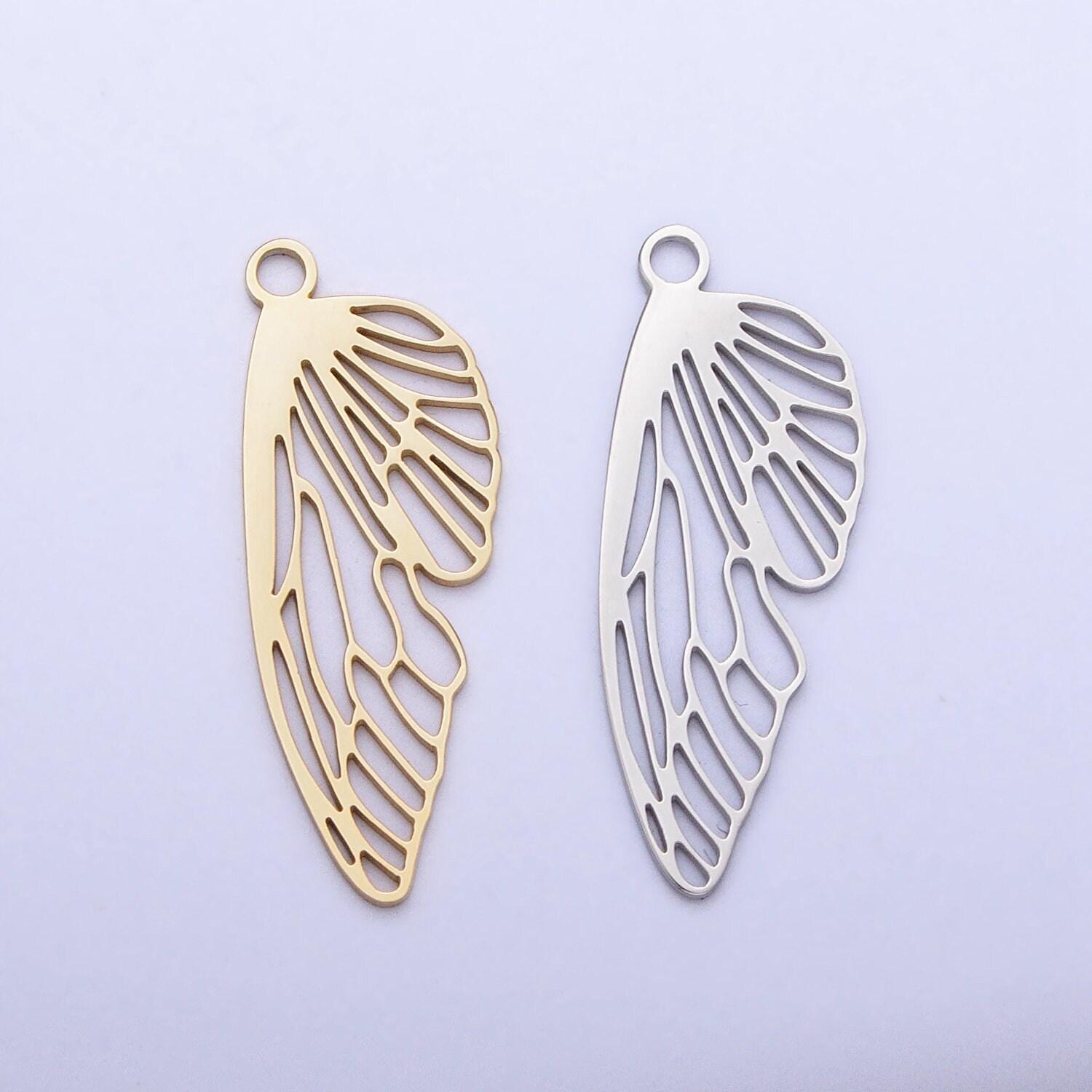 Mini stainless steel butterfly wing charm in gold & silver laser cut insect pendant lead nickel free tarnish free | p925