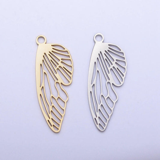 Mini stainless steel butterfly wing charm in gold & silver laser cut insect pendant lead nickel free tarnish free | p925