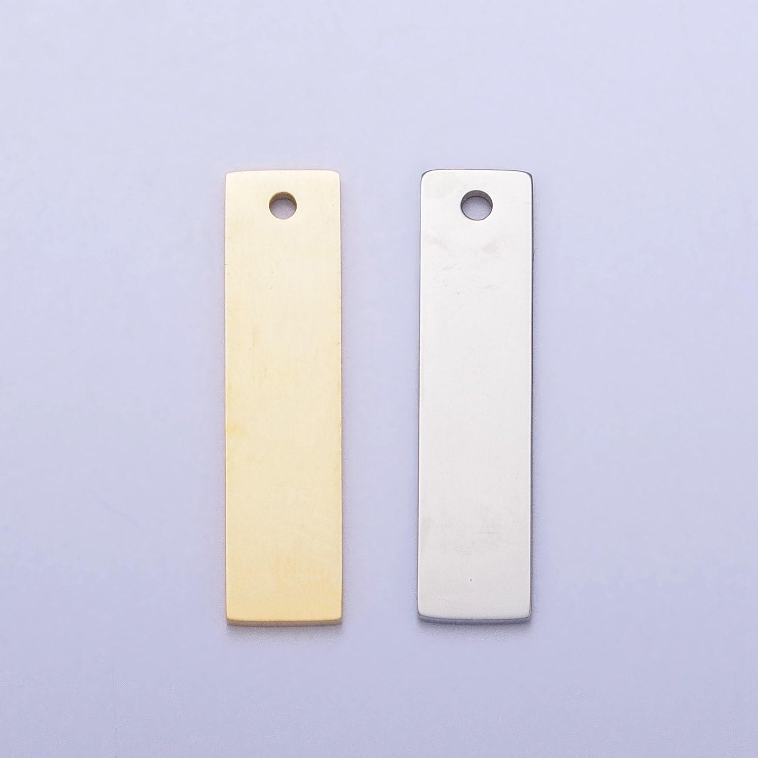 Dainty stainless steel bar charm necklace - stainless steel stamping bar - stainless steel bar blank stainless bar findings p-910