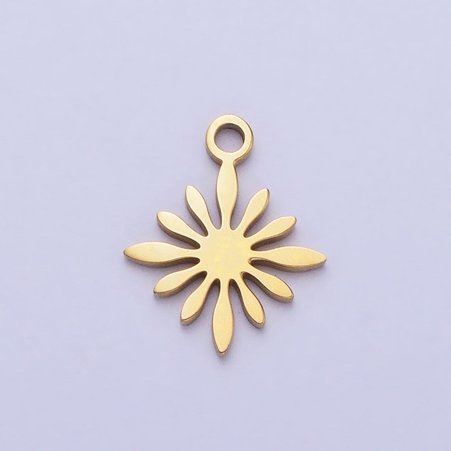Mini stainless steel starburst burst charm in gold & silver star sun celestial pendant lead nickel free tarnish free | p-905