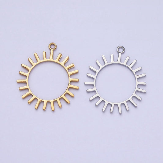 Dainty stainless steel sun charm in gold & silver celestial pendant lead nickel free tarnish free | p-897