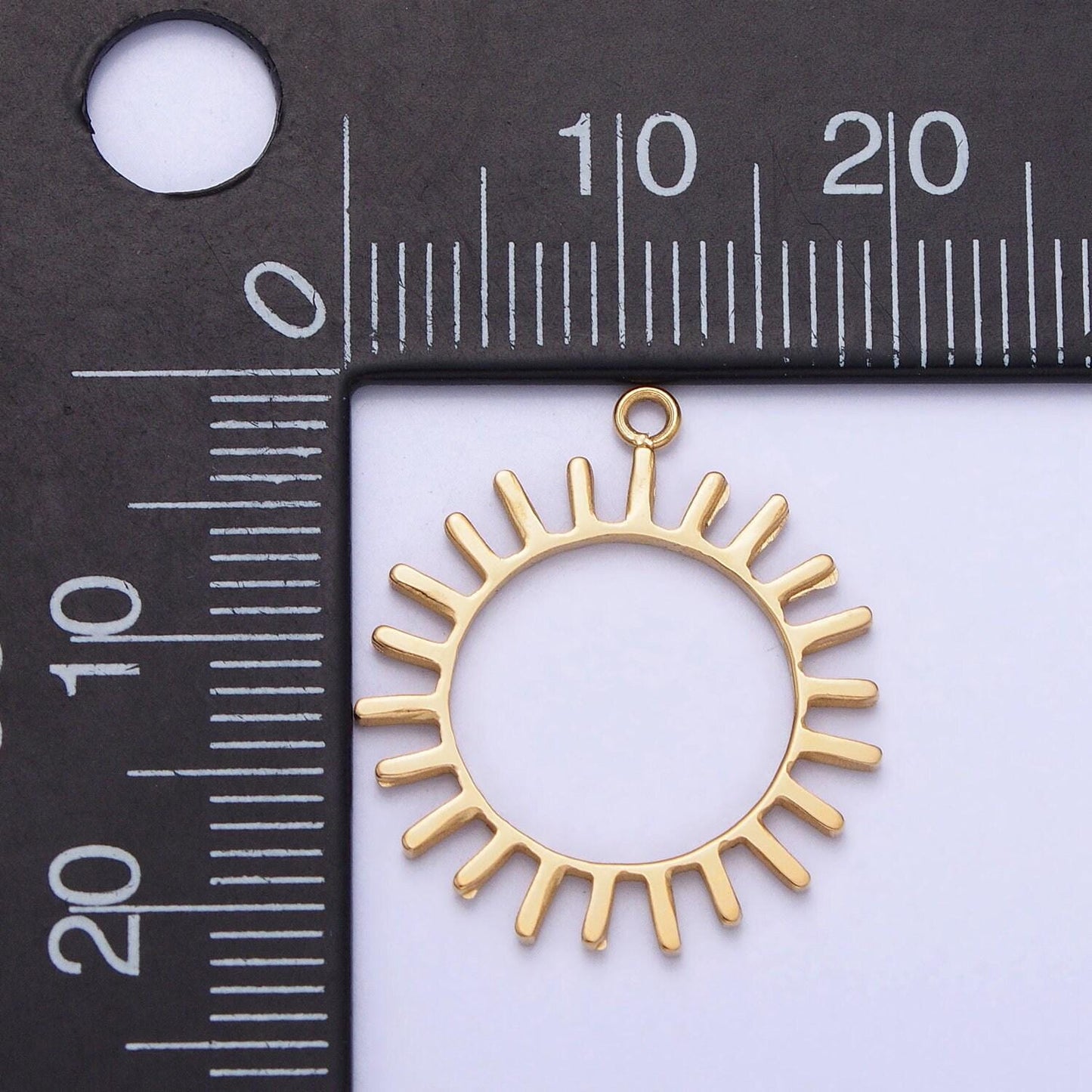 Dainty stainless steel sun charm in gold & silver celestial pendant lead nickel free tarnish free | p-897