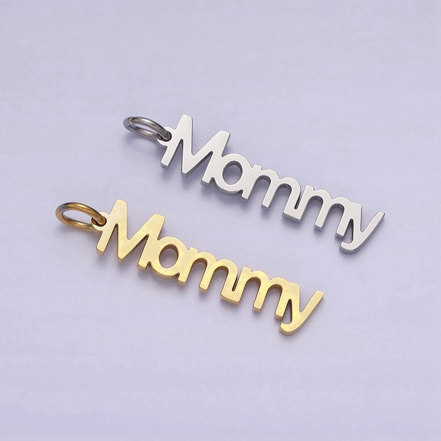 Dainty gold mommy charm for bracelet necklace earring component stainless steel diy jewelry making supply word charm minimalist jewelry p880