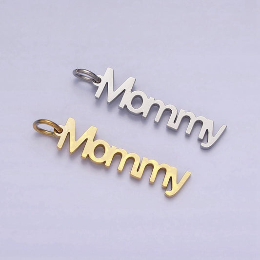 Dainty gold mommy charm for bracelet necklace earring component stainless steel diy jewelry making supply word charm minimalist jewelry p880