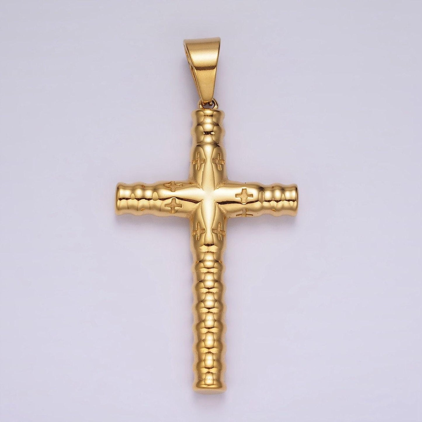 Gold cross pendant stainless steel charm for religious jewelry making supply p-872
