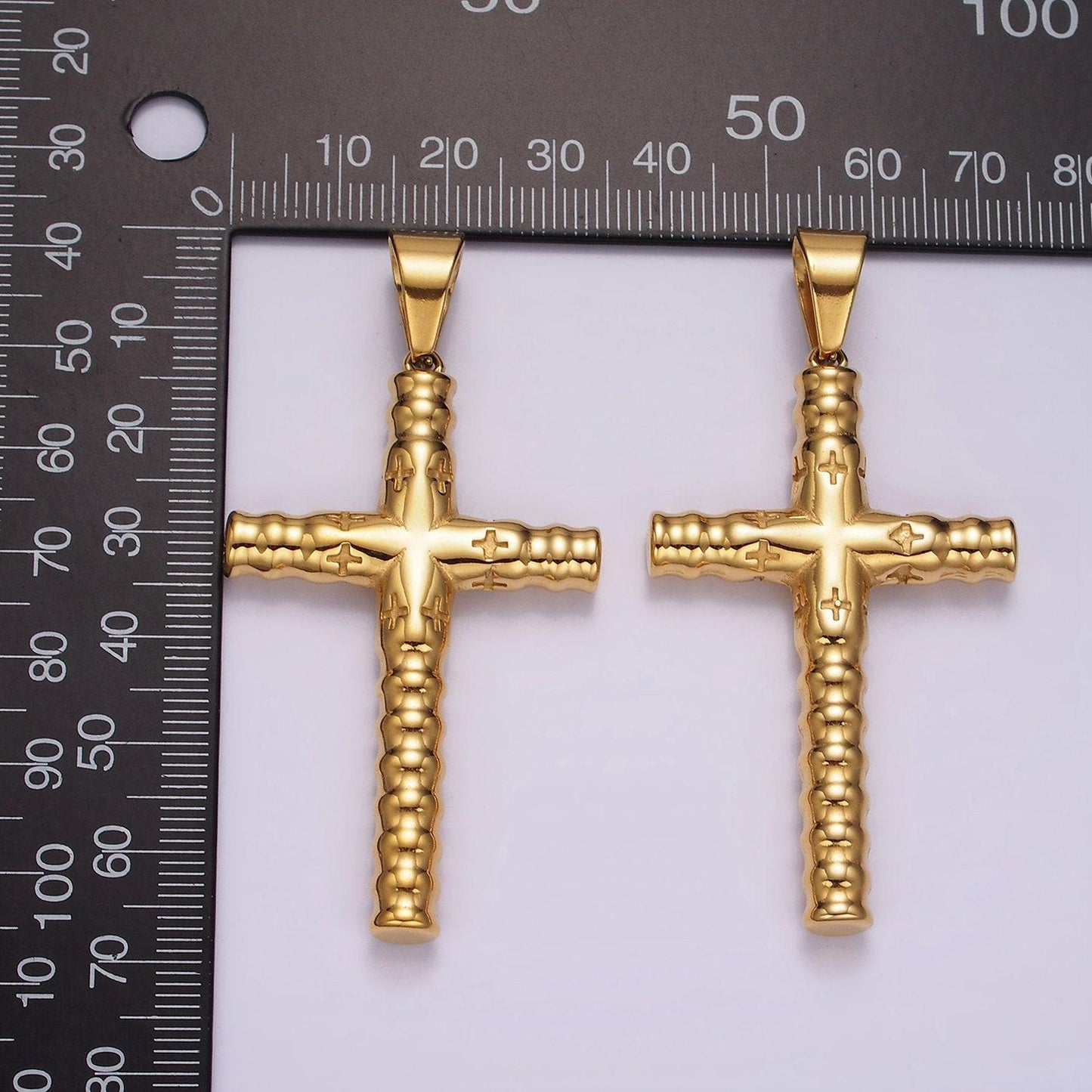 Gold cross pendant stainless steel charm for religious jewelry making supply p-872