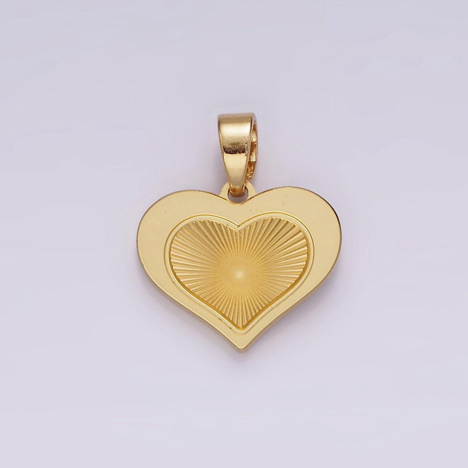 Gold filled radial heart charm necklace silver sunburst gold pendant, dainty heart love valentine gift necklace supply p-866